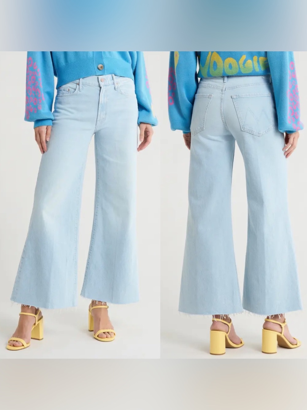 MOTHER- The Twister Ankle Fray Wide Leg Jeans in Cowabunga Size 26 Jeans